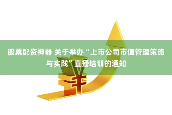 股票配资神器 关于举办“上市公司市值管理策略与实践”直播培训的通知